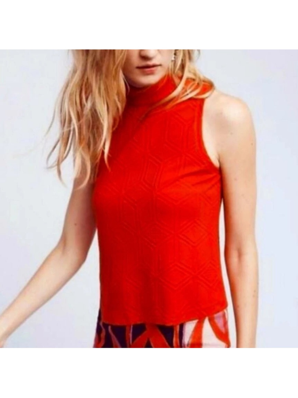 Anthropologie Sleeveless Mock Neck Tank - Red